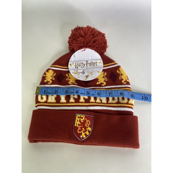 Harry Potter Gryffindor Logo Knit Cuff Pom Beanie Hat Cap Adult OSFM - Picture 5 of 6